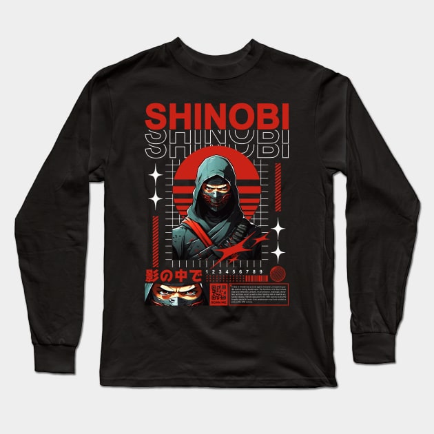 Shinobi Brutalism Style Long Sleeve T-Shirt by UB design